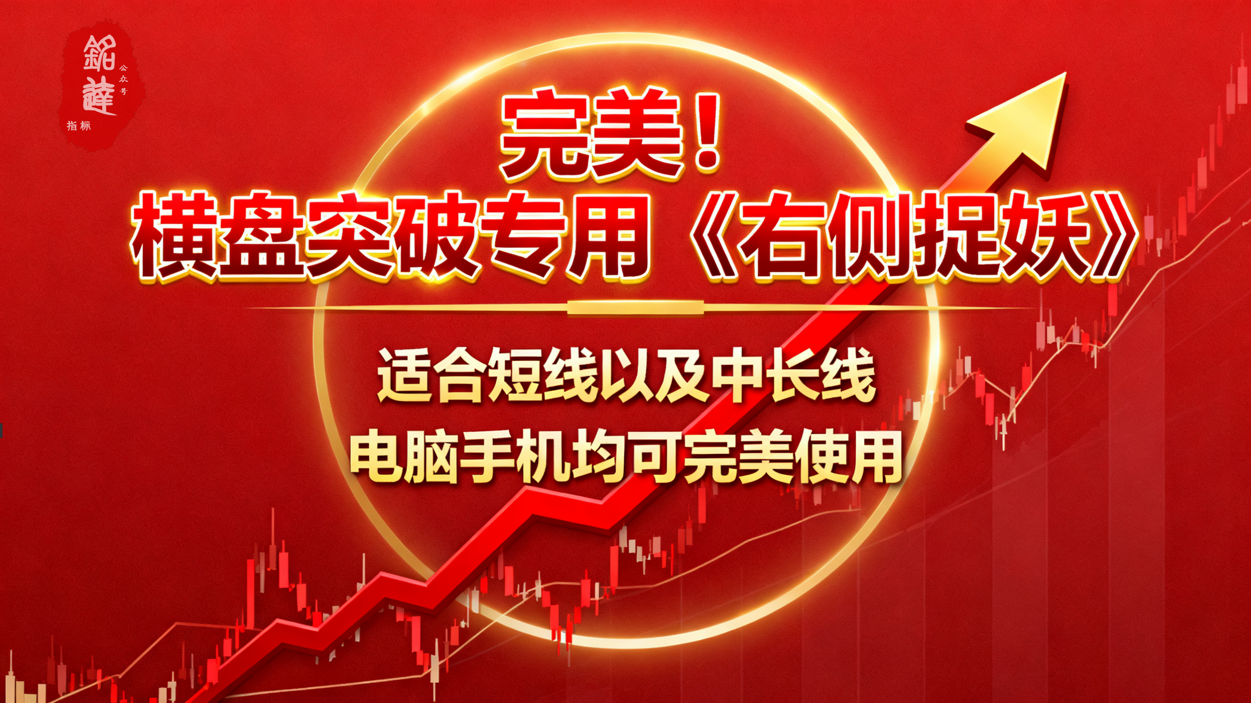 完美！横盘突破专用《右侧捉妖》趋势潜伏突破指标，适合短线以及中长线，电脑手机均可完美使用，安全无未来